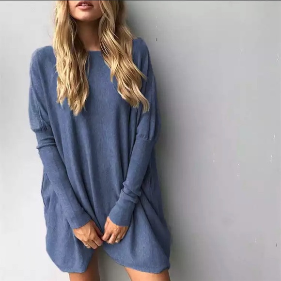 Tops - ‼️ Blue Long Sleeve Batwing Soft Cotton Tee‼️
